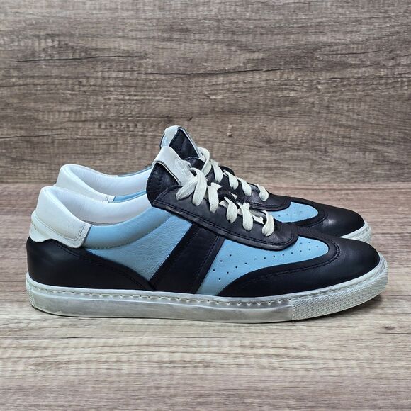 Greats Charlie Distressed Low Top Women's Sz 8.5 Black Light Blue Leather Shoes